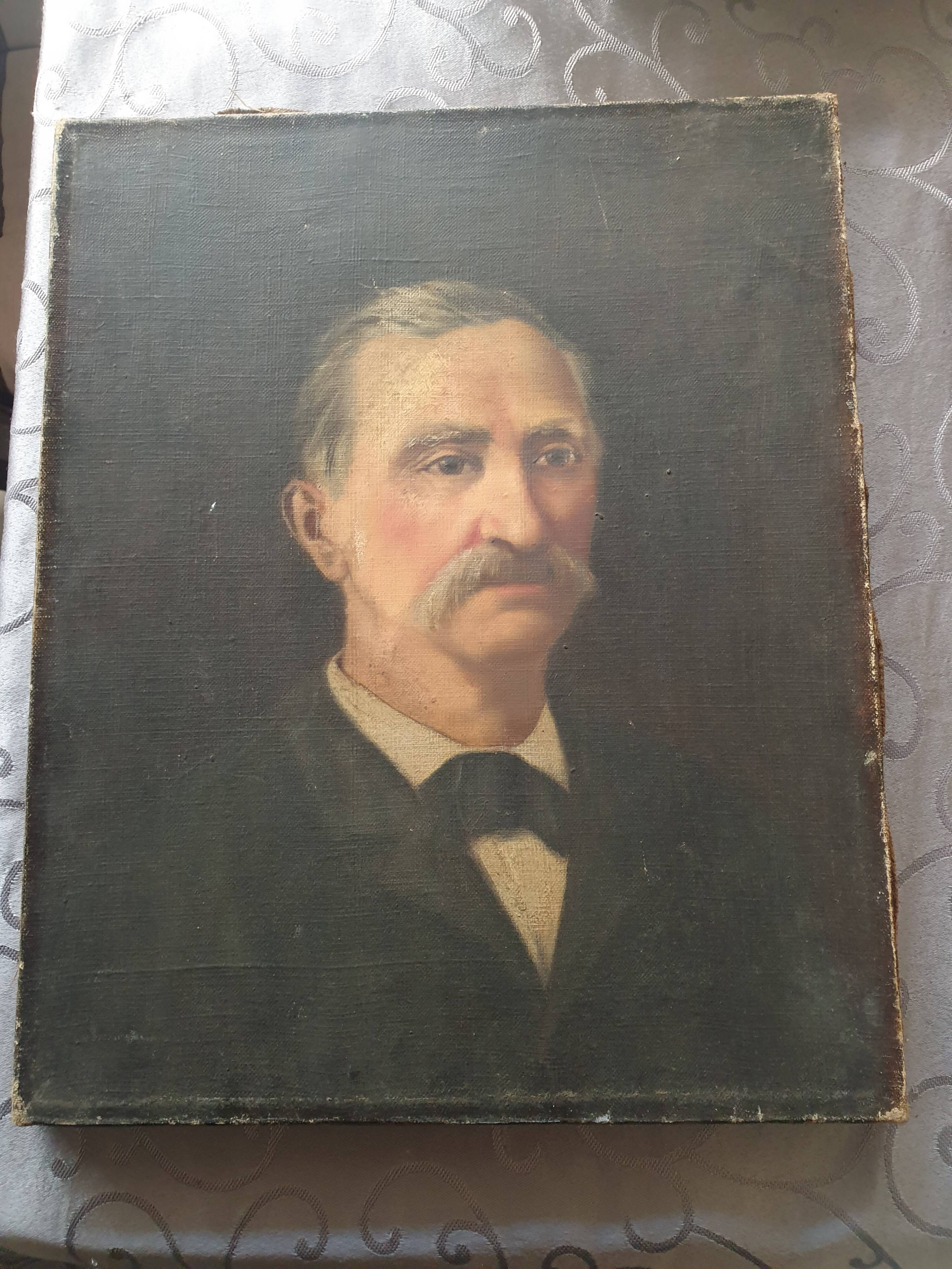 2 old oil portraits on panel 1800's