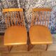 Pair of Ikea Stockholm light wood chairs