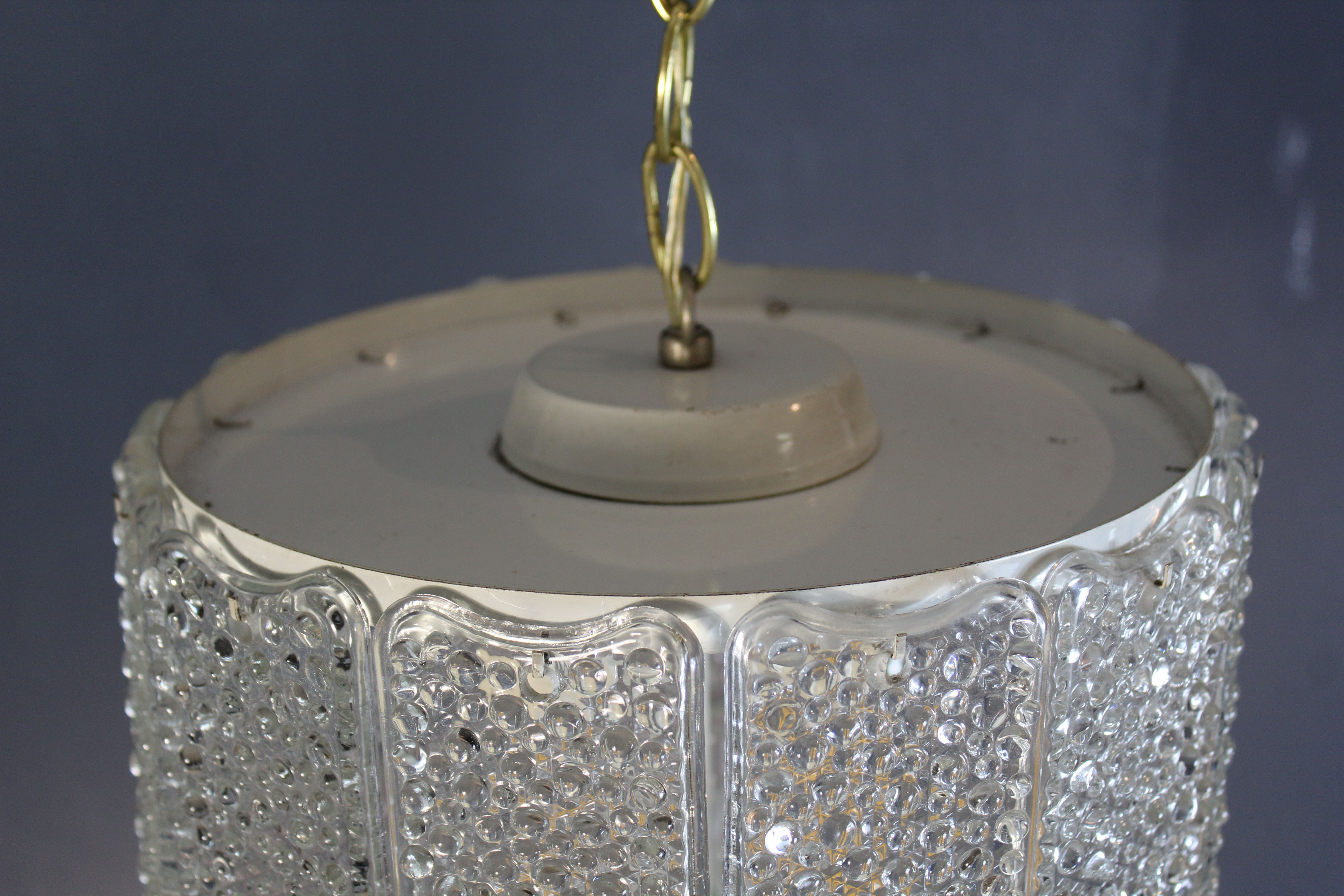 Glass chandelier worked in "rostrato" technique from the 1970s, Italy