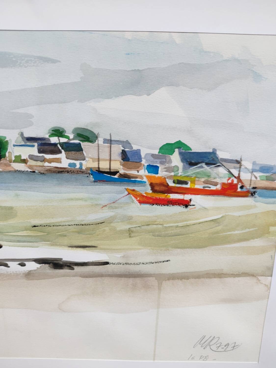 Aquarelle par Michel Roubille, Carnac 1997.