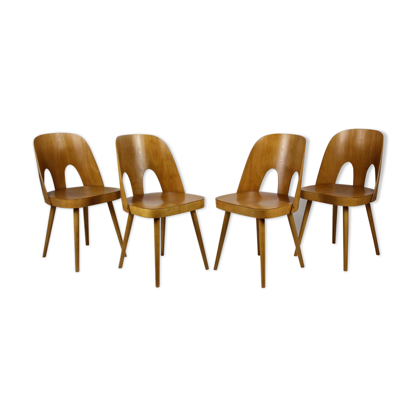 Wooden chairs by oswald haerdtl for ton (thonet), 1960s, set of 4