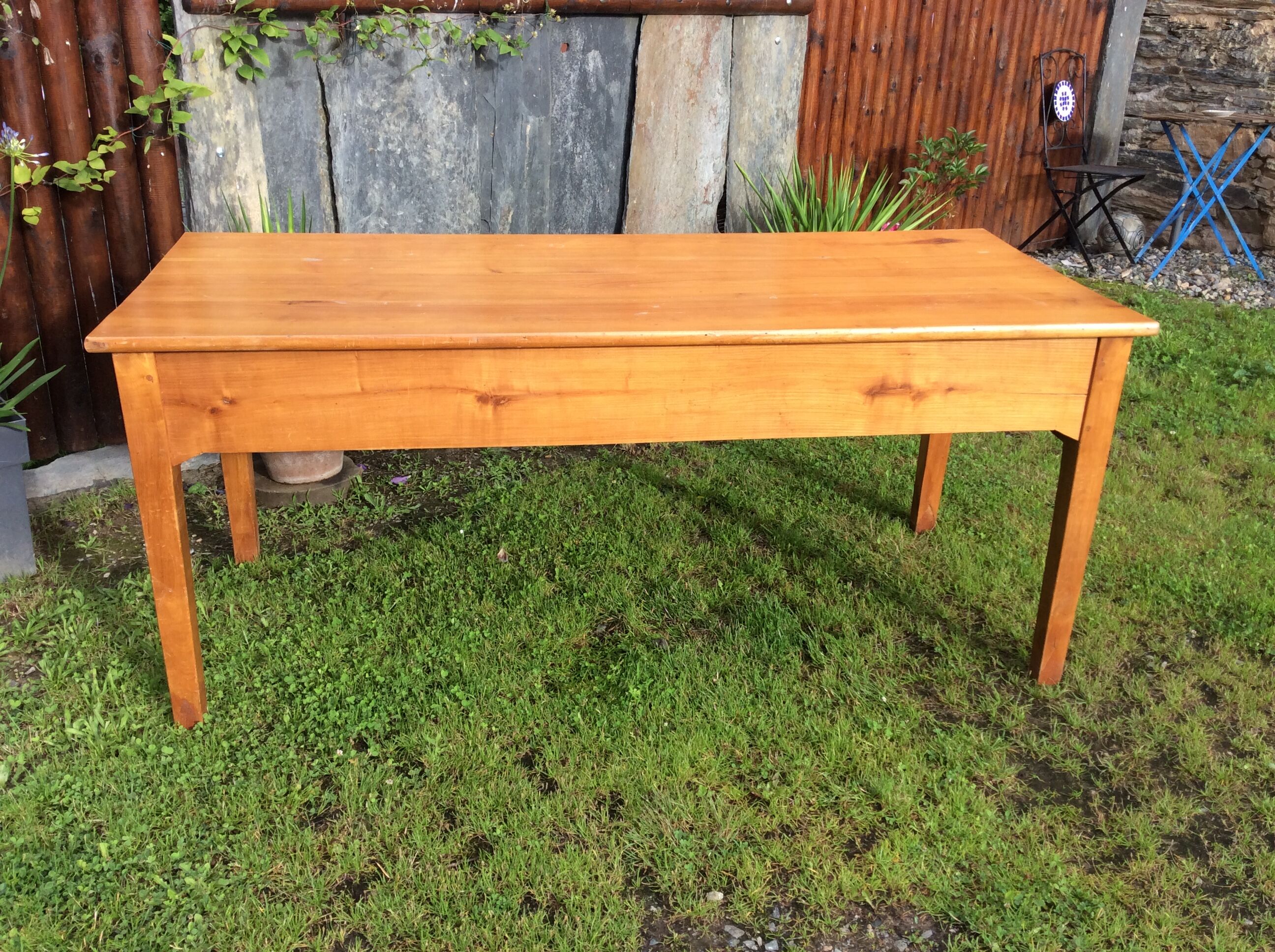 Old farmhouse table with 3 cherry drawers
