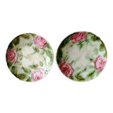 2 OLD SLASH PLATES WITH ROSES DECORATION