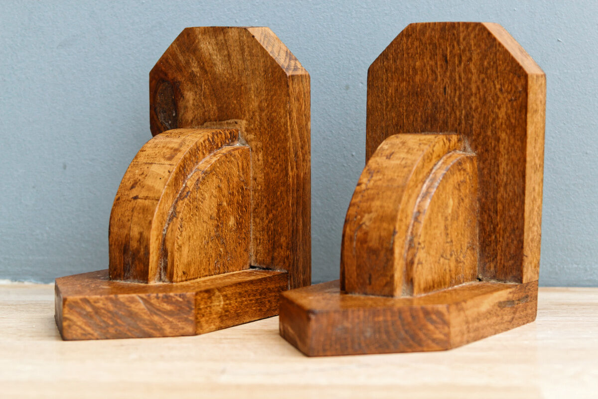 Pair of art deco bookends, solid wood