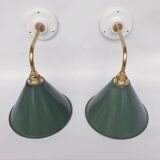 Swan neck enamelled sheet metal wall lights