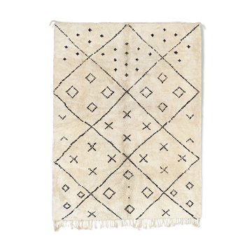 Tapis marocain moderne blanc art contemporain 150x240cm