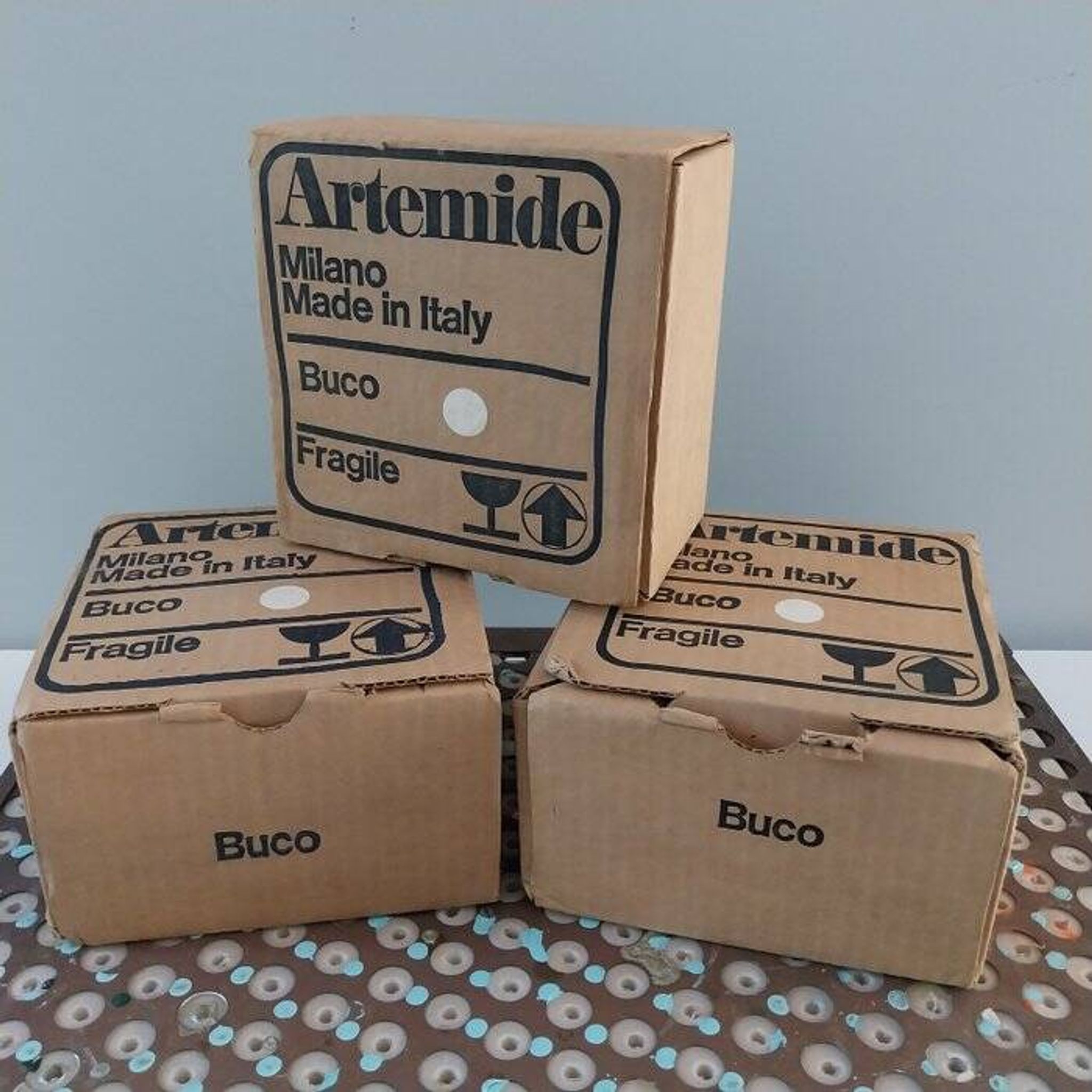 Set of 3 Artemide “Buco” lamps by Claudio Bini