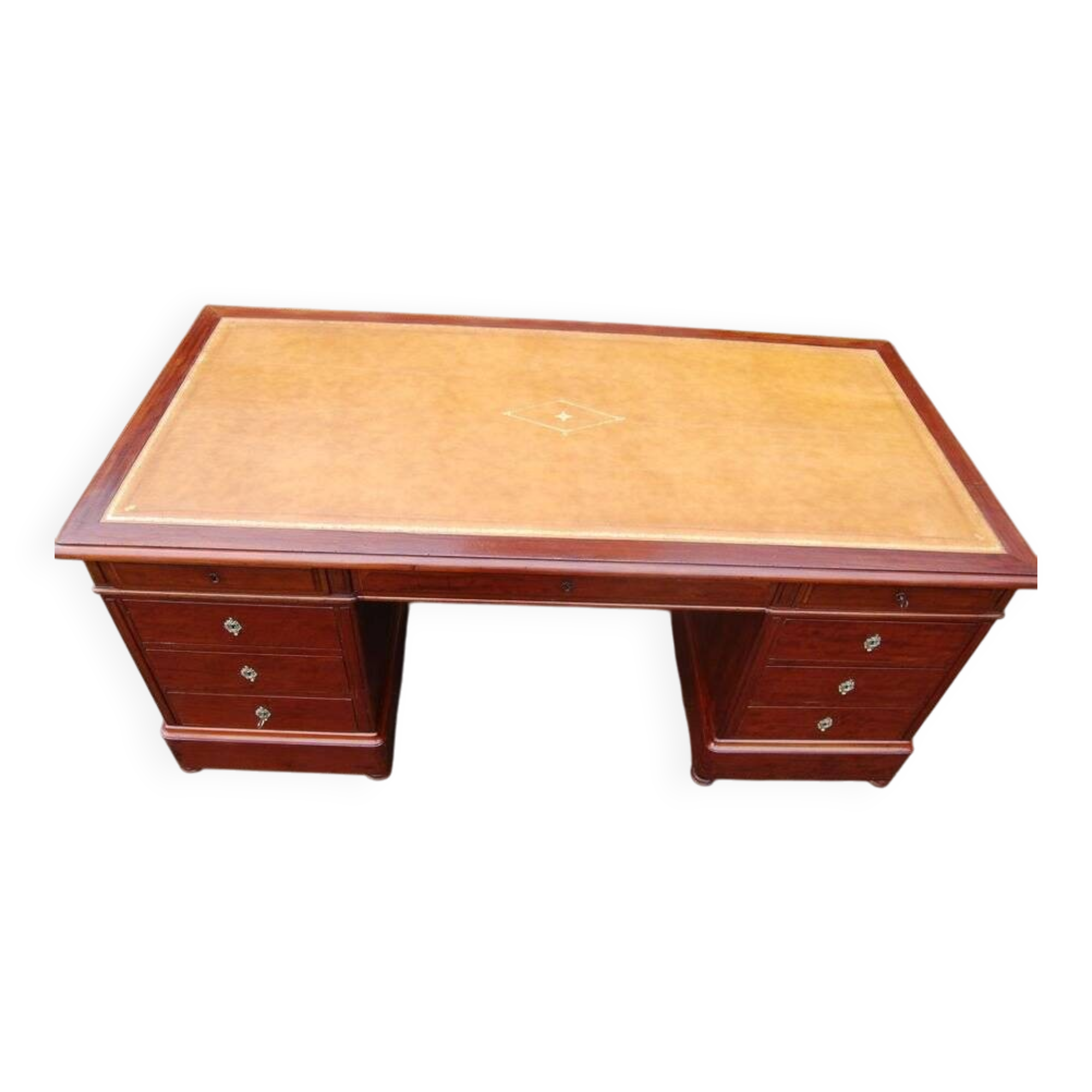 Very large Louis Philippe period mahogany pedestal desk from the 19th century