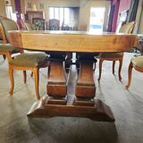 Large antique monastery table in solid oak – exceptional tabletop