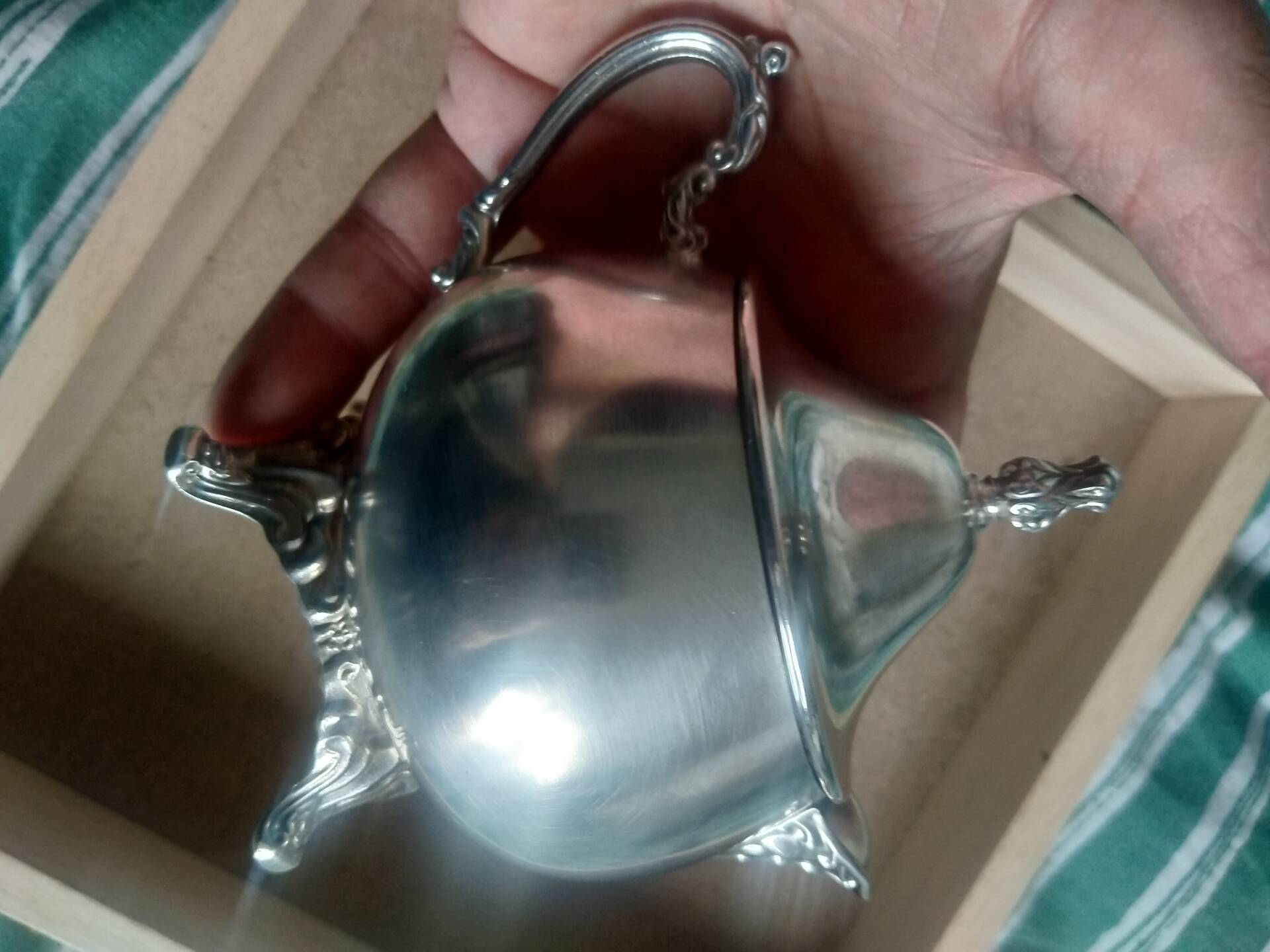Sucrier métal argenté style art déco Orbrille
