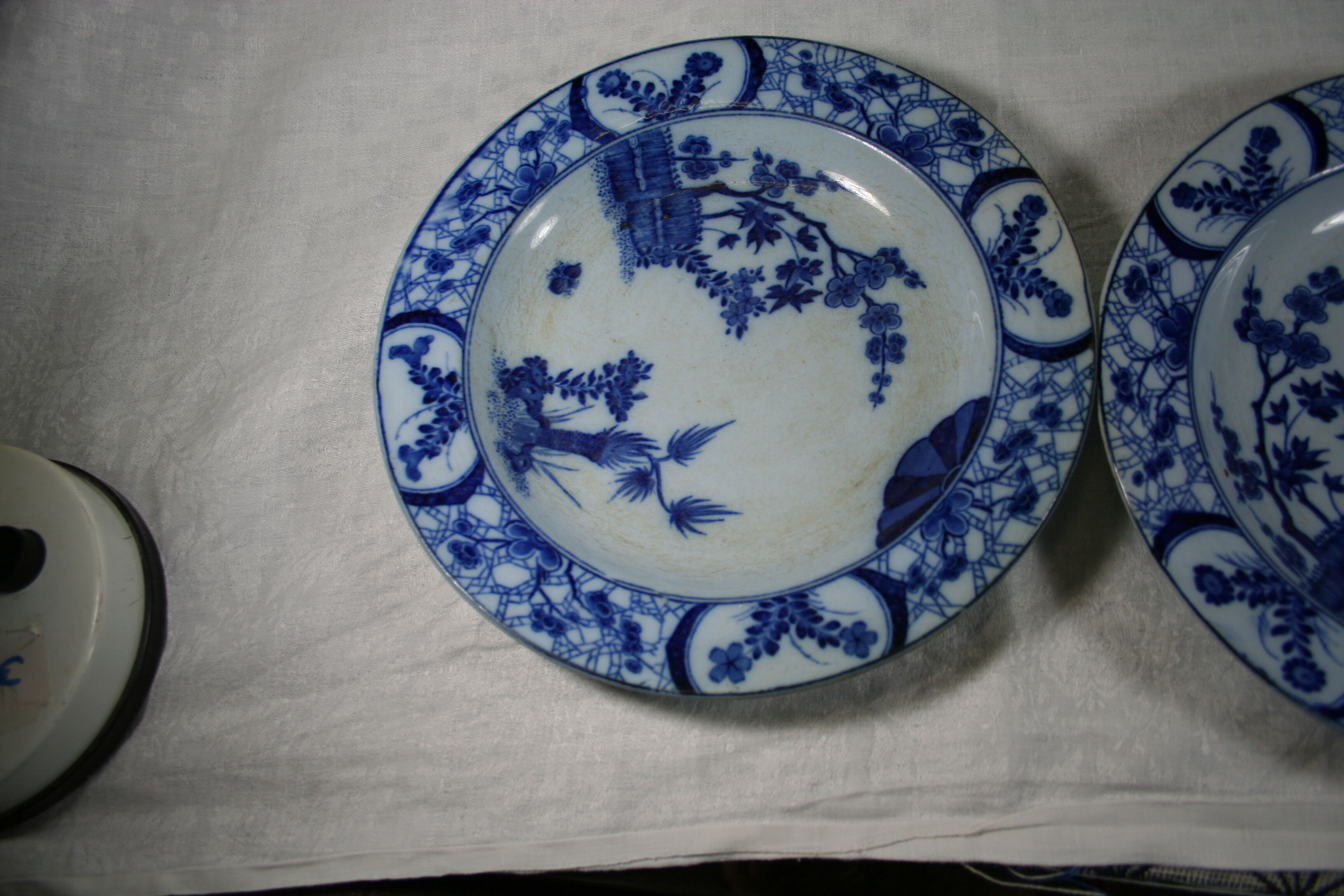 Set of 3 plates creil model montereau Japan digs