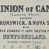 Antique Map of Canada (Eastern Sheet) circa 1869 Keith Johnston Royal Atlas Hand coloured map