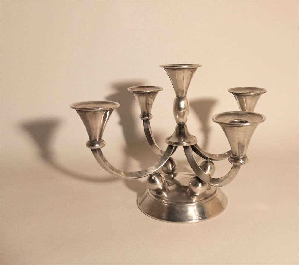Candelabra 6 branches 50s silver metal