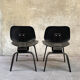 Pair of DCW chairs by Charles & Ray Eames in Black for Herman Miller 1950