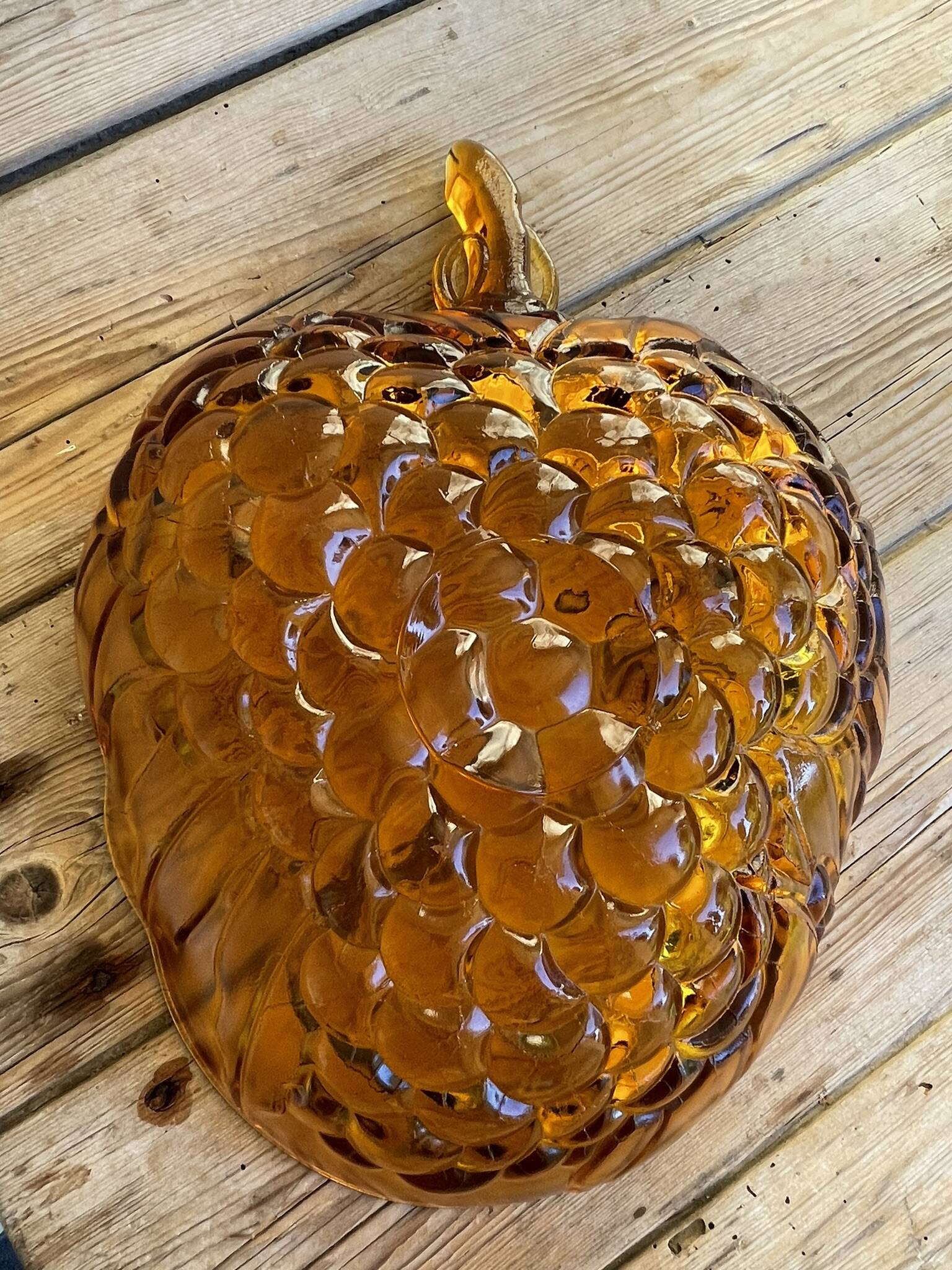 Vintage amber glass fruit bowl