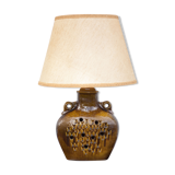 vintage enamelled terracotta lamp, table lamp, lampshade lamp, pottery, home decor, lamp