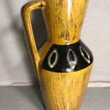 Former vase Scheurich europ linie ceramics beige - black - anse germany vintage