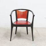 Baumann Diese table and 6 armchairs, Pagnon Pelhaître design, Wenge and red color,