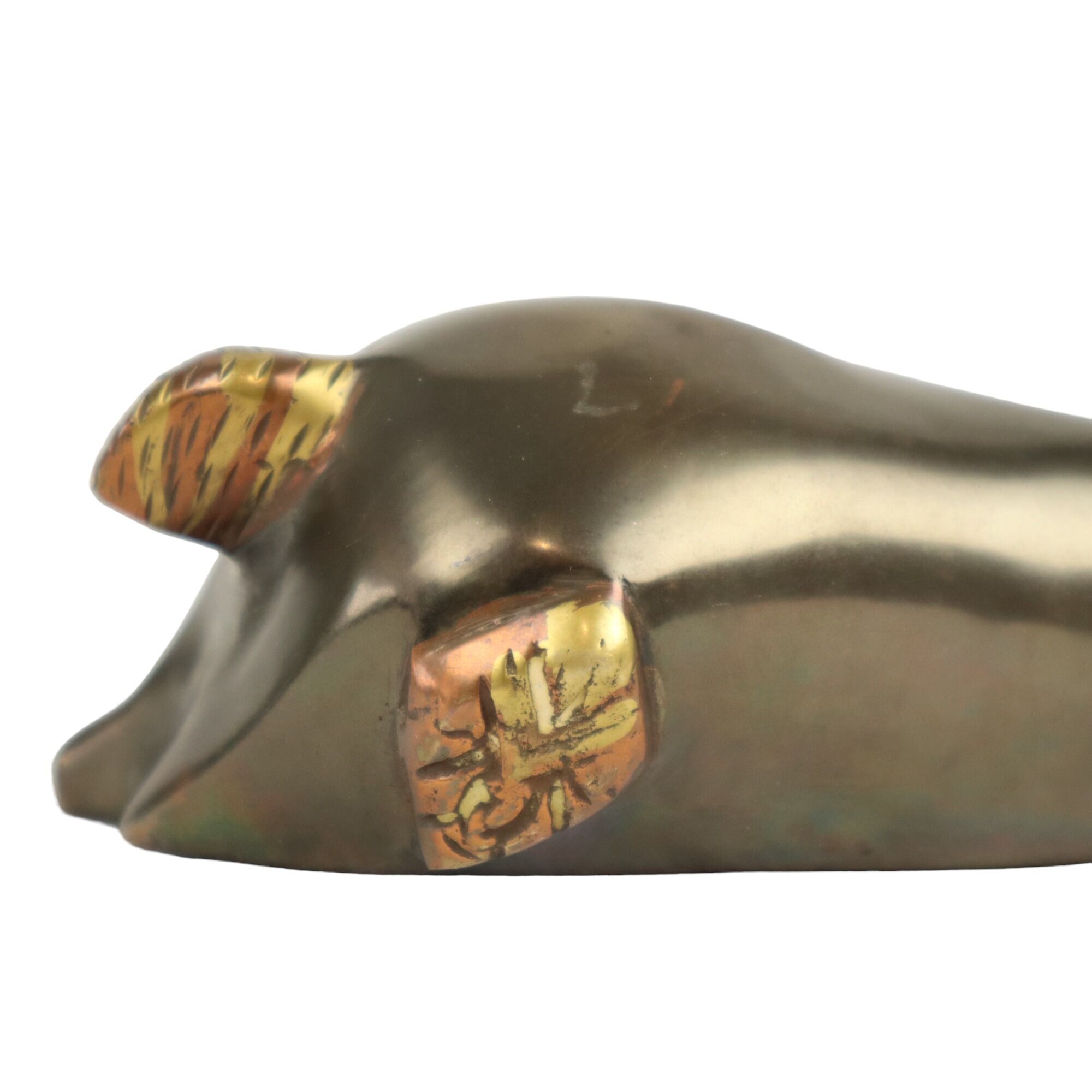 Deer sculpture copper reclining deer with antlers sarreid ltd 30cm