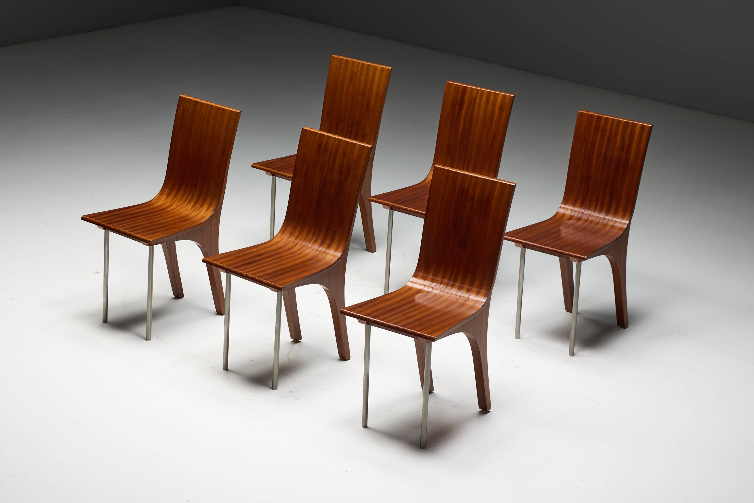 Postmodern Walnut Dining Chairs, Italy, 1980s