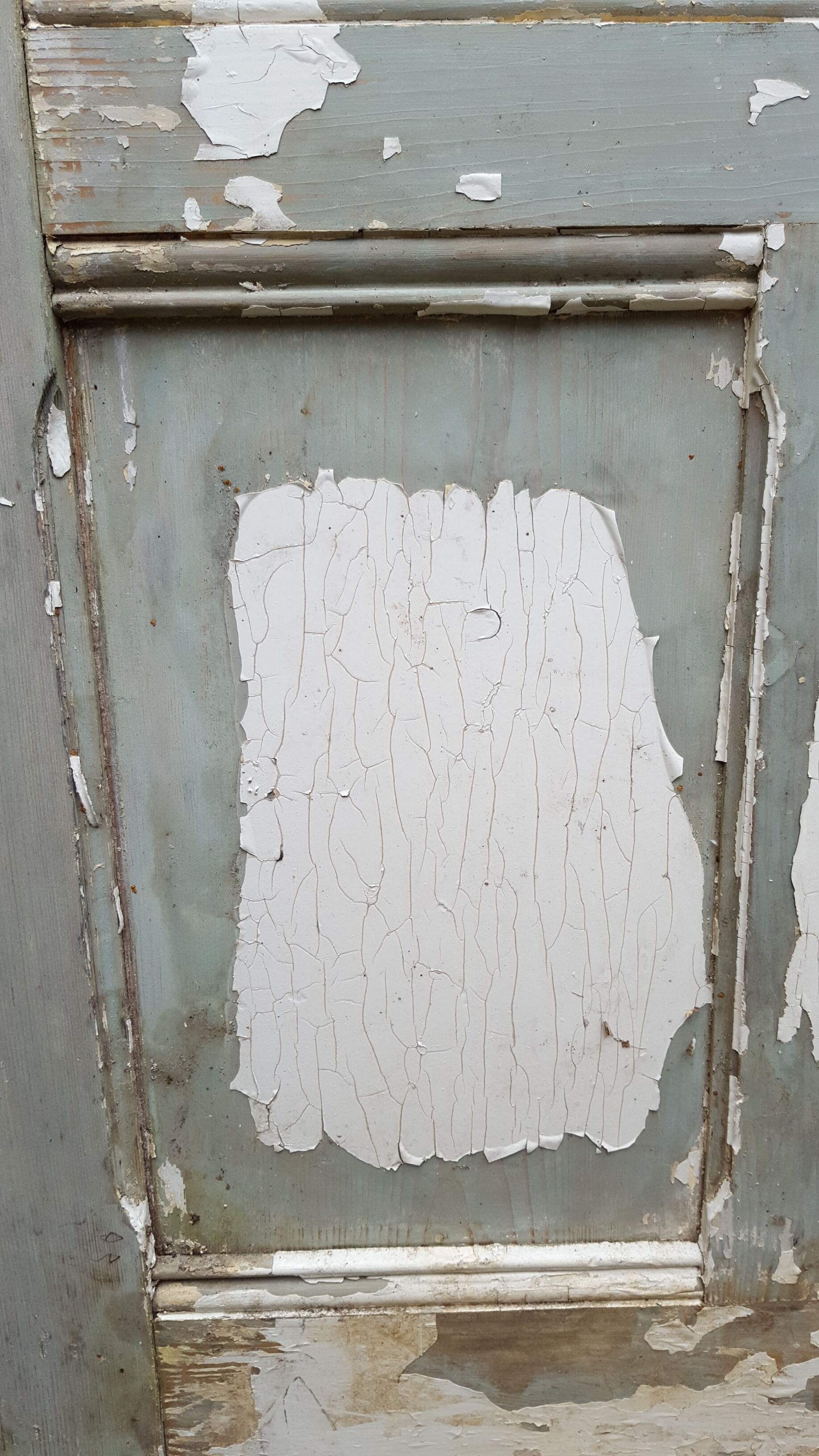 Old glass door beautiful patina. Height: 207.5 cm