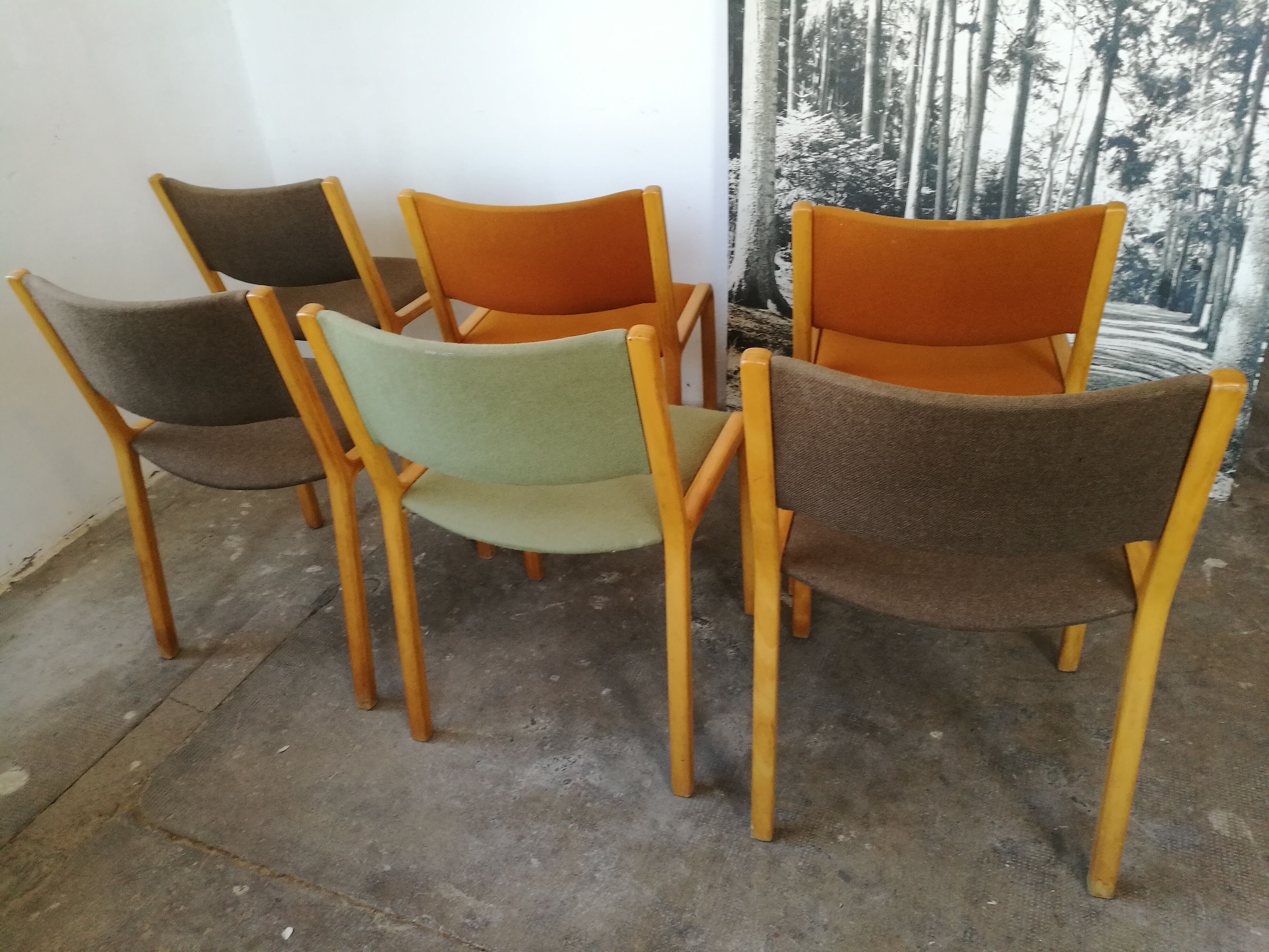 Set de 6 chaises scandinave plywood