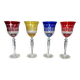 Set of 4 colored crystal wine glasses