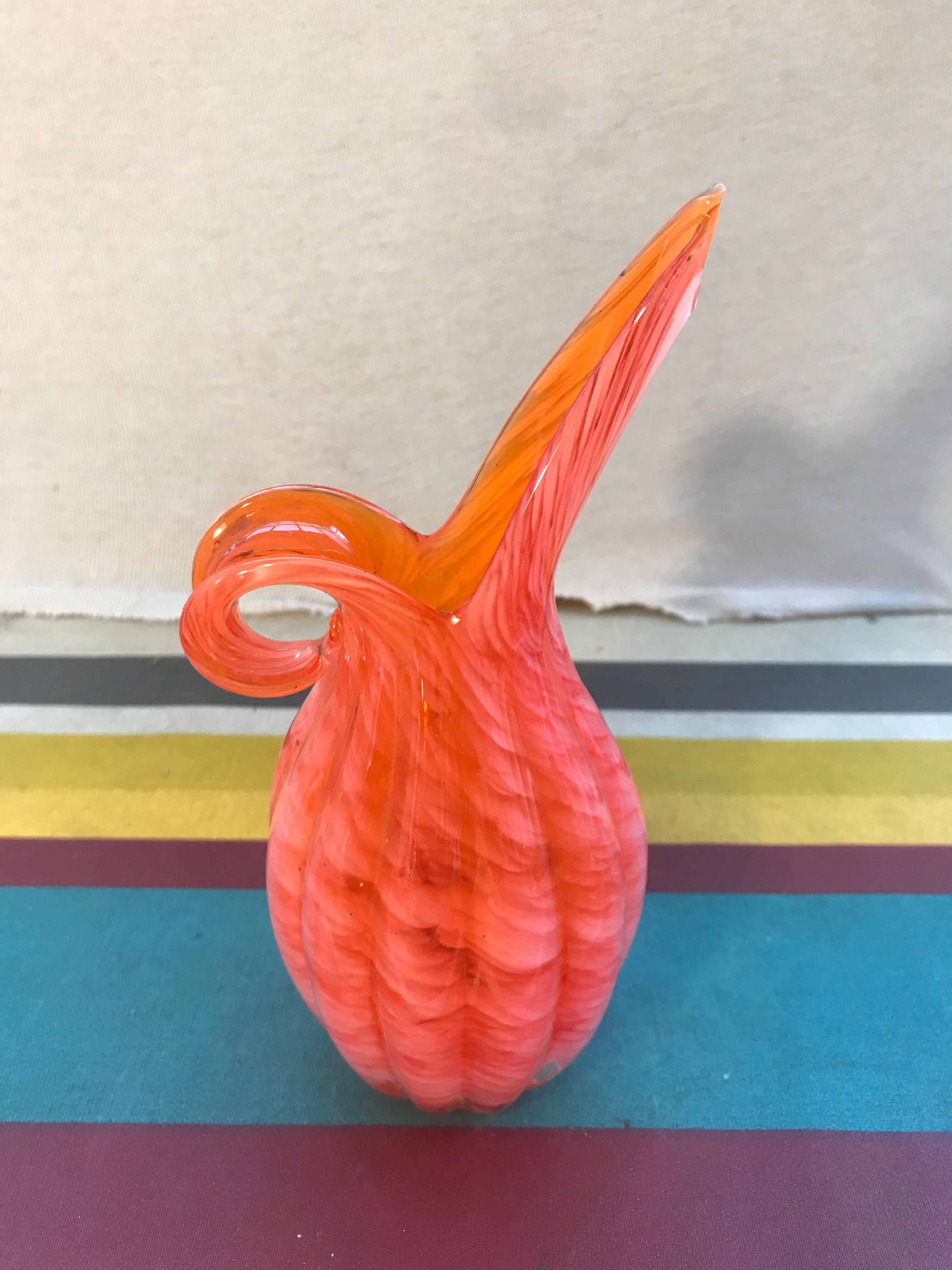 Former Murano pitcher multilayer glass blown rose - anse vintage