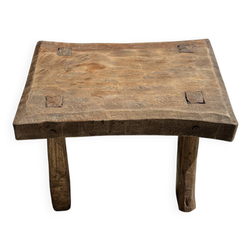Tabouret d'appoint rectangulaire arquée en teck massif