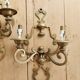 Pair of vintage brass wall sconces - 2 arms - Classic style