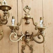 Paire d’appliques murales vintage laiton - 2 bras - Style classique