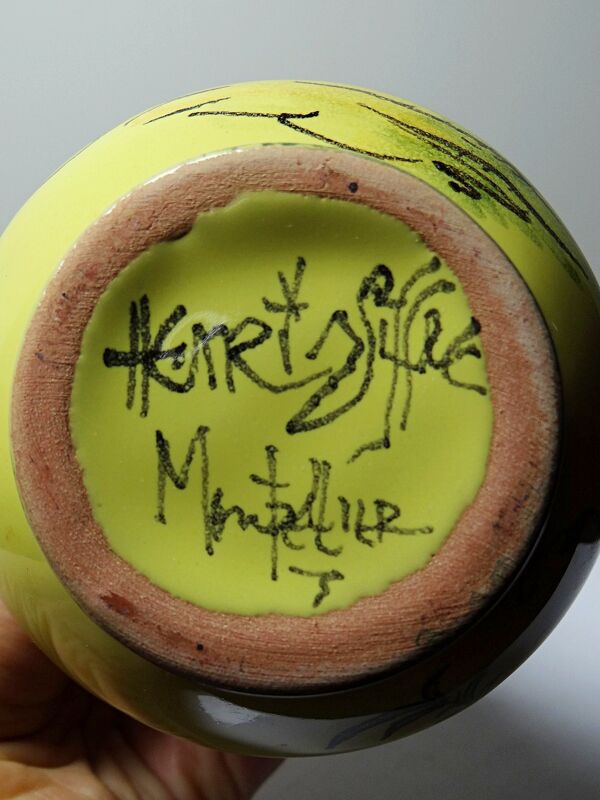 Petit vase en céramique signé Henri Siffre Montpellier décor oiseau années 50-60