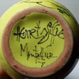 Small ceramic vase signed Henri Siffre Montpellier, bird decoration, 1950s-60s.