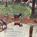 Countryside scene with horses, signed