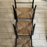 Vintage straw nesting stools, 60s design