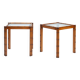 Table d'appoint Art Déco en chêne sculpté, style bambou, verre taillé, ensemble de 2