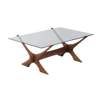 Örebro Glas ‘Condor’ walnut & glass coffee table by Fredrik Schriever-Abeln