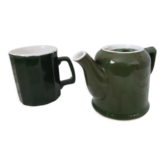 Mug et théière bistrot en porcelaine verte