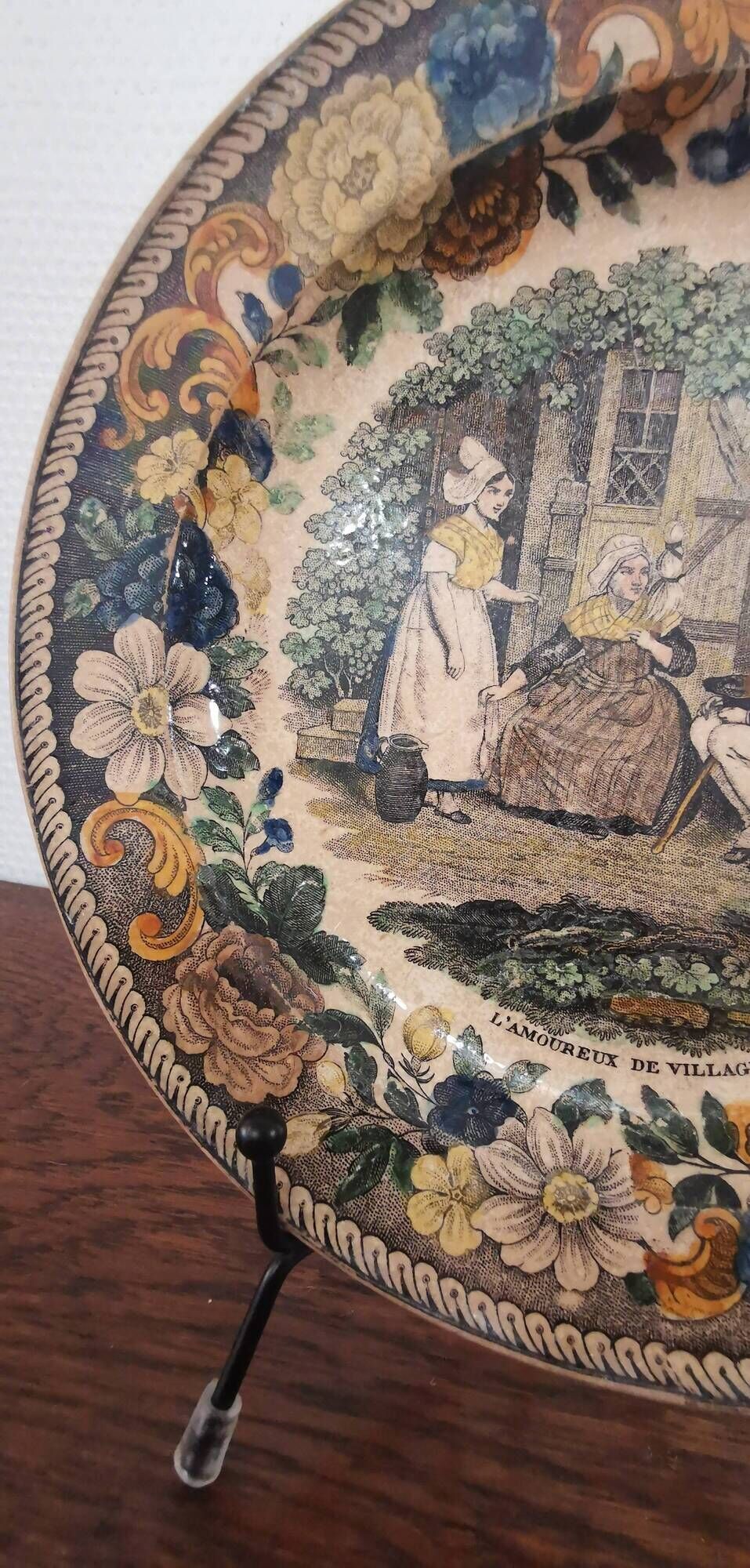 Old talking plate Creil Montereau Louis Lebeuf & Thibault