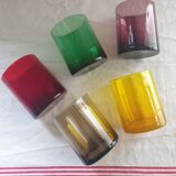 Ensemble de 5 verres colorés soufflés bouche 70