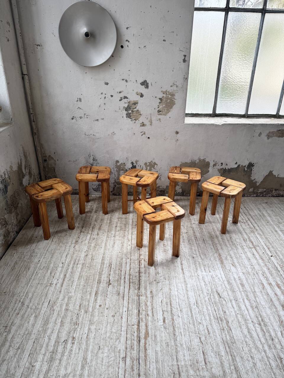 Set of 6 Olof Ottelin stools, Finland 1950.