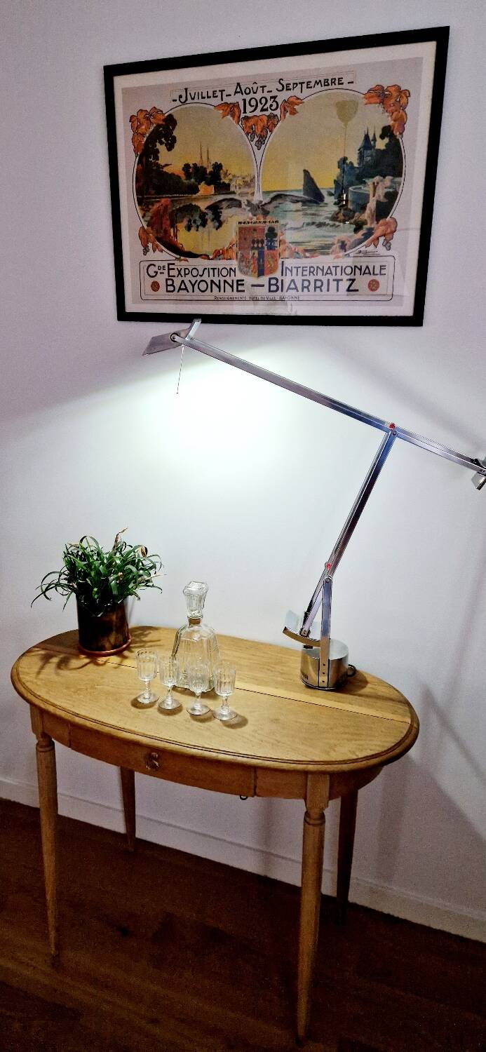 Louis XVI style oak desk console table