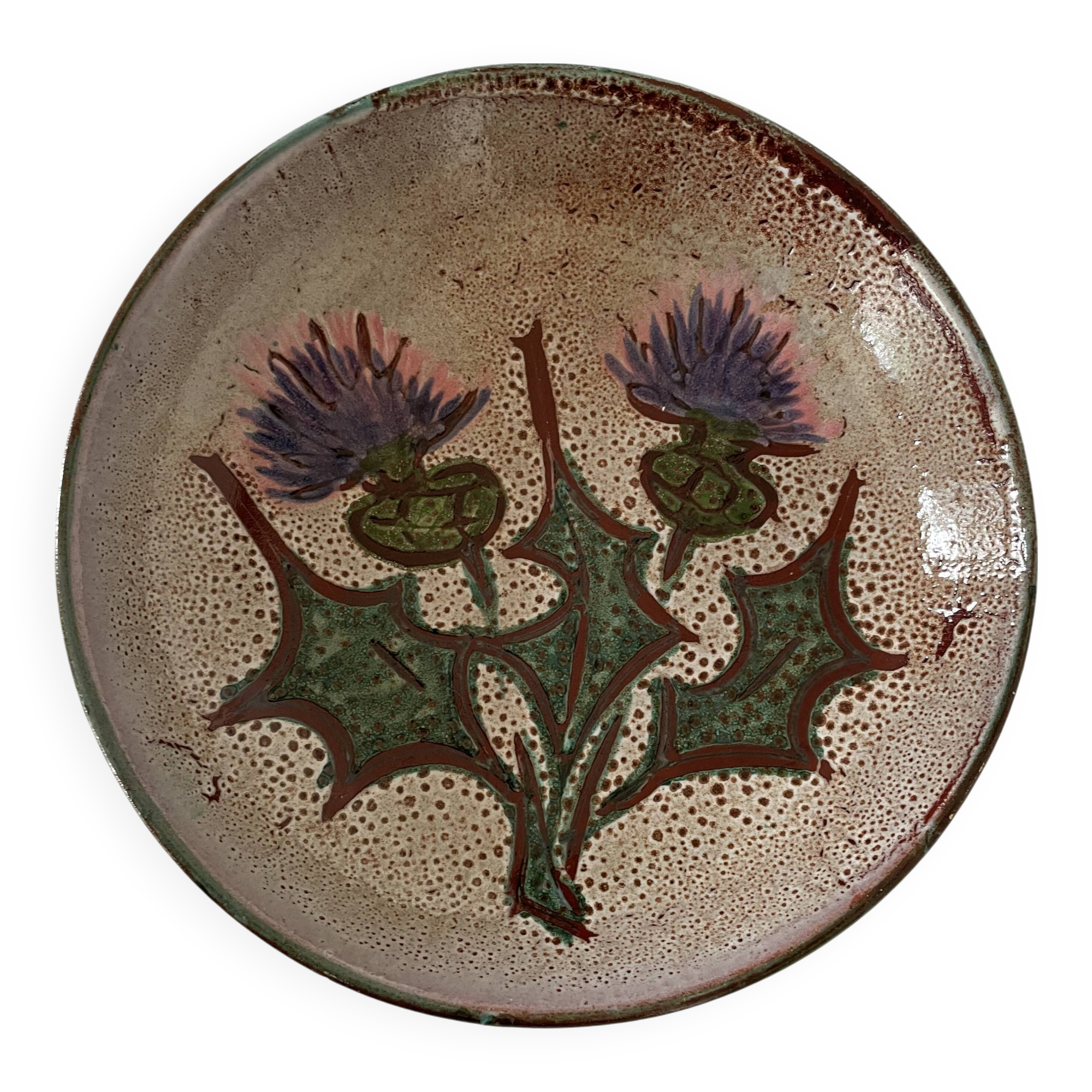 Vallauris deep plate with thistles