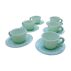 Set of 6 cups and saucers opaline green water