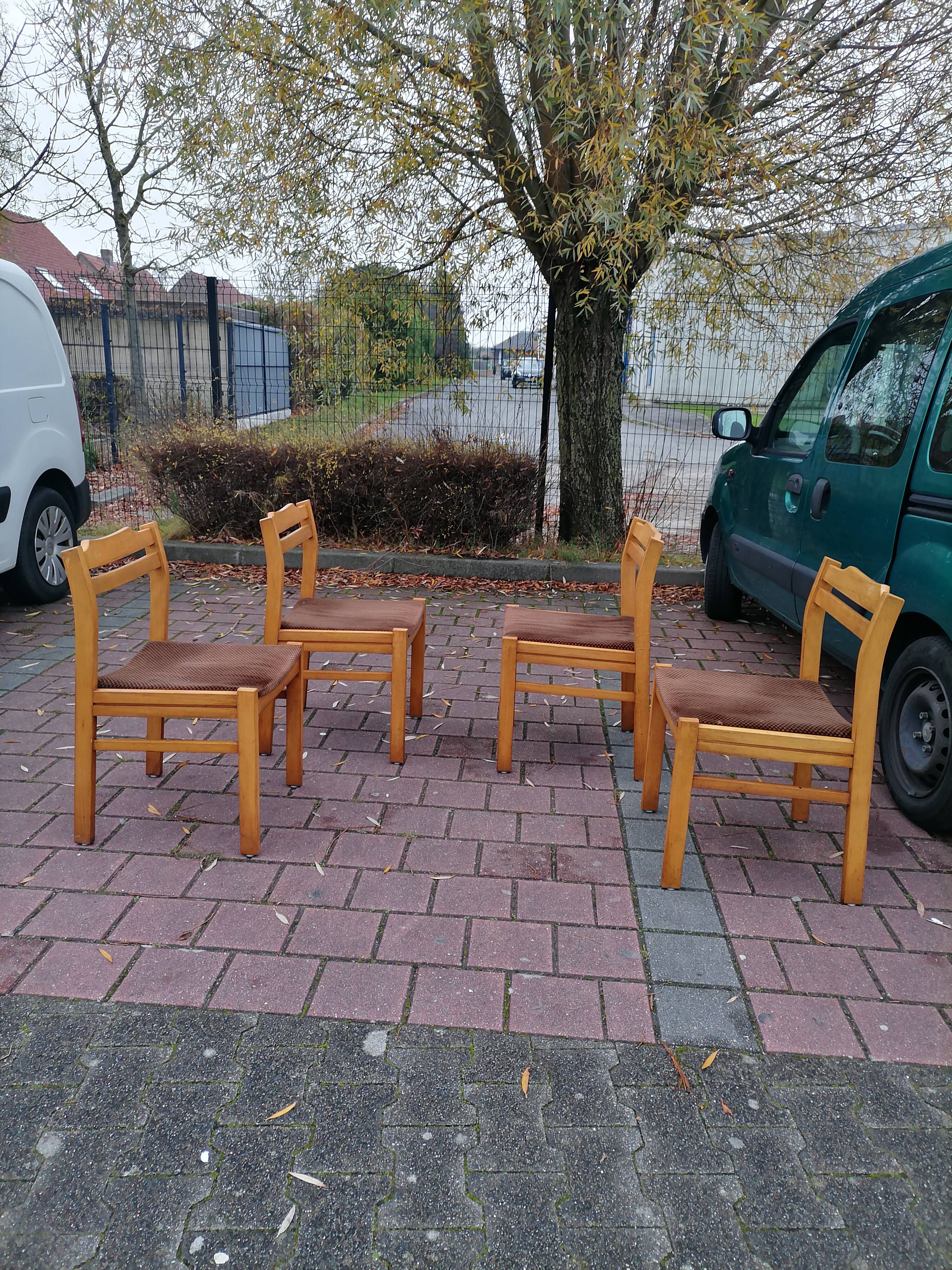 4 old Scandinavian chairs vintage teak 1960