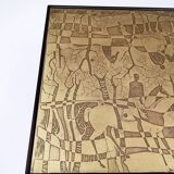 Rectangular Golden Brass and Black Varnished Metal Coffee Table by G.Urs