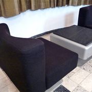 System 350 lounge chairs & side table by Herbert Hirche for Mauser, 1974, set of 3