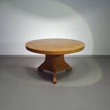 Table à manger brutaliste en chêne blond 1970