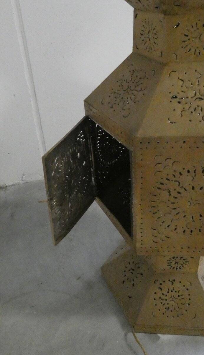 Large openwork metal floor lamps, Morocco, 1980s, set of 2