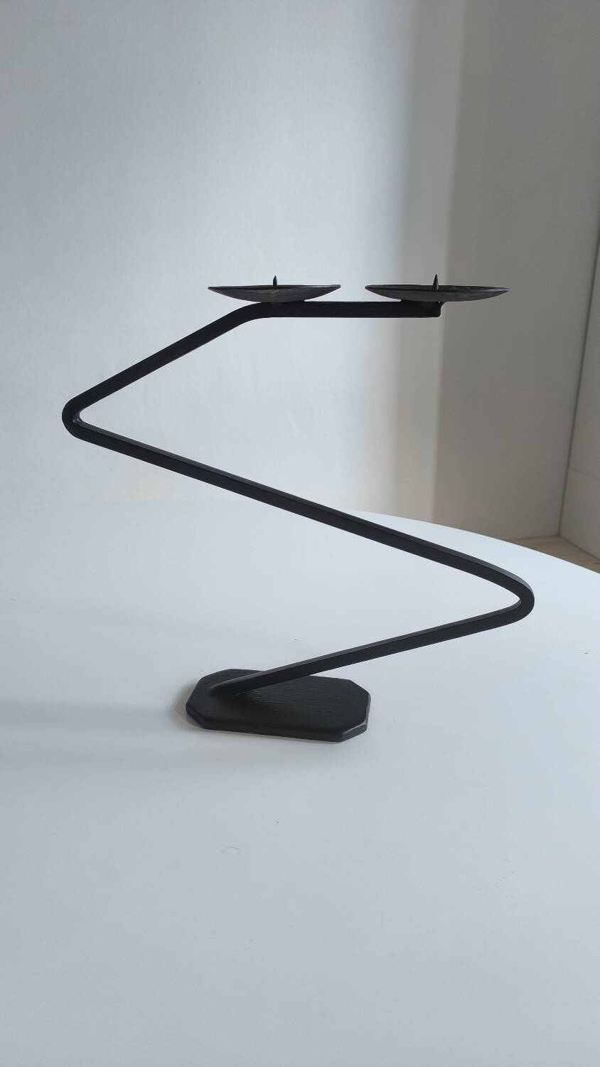 Brutalist wrought iron candle holder 1950